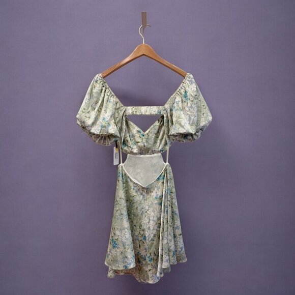 NWT ASTR THE LABEL | CLARITA DRESS | GREEN BLUE FLORAL - Picture 6 of 10